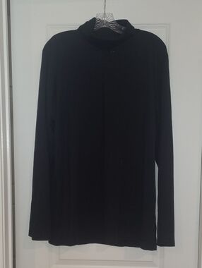 Allegra K Black Long-Sleeve Turtleneck Shirt